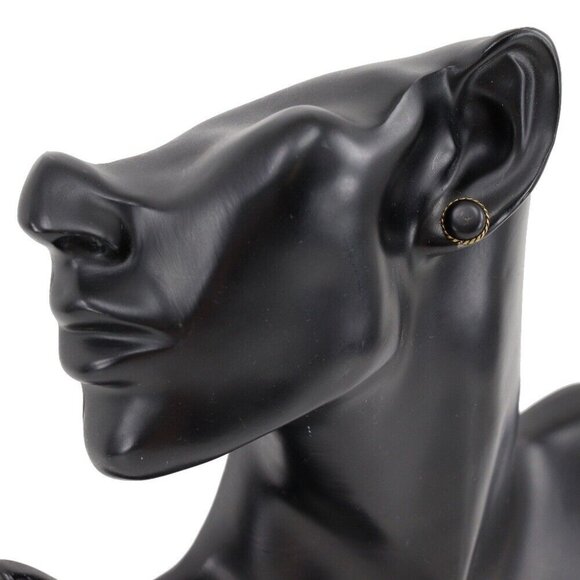 100% Authentic CHANEL Earrings Old Vintage Pierced Black Gold Made in France - Picture 7 of 14